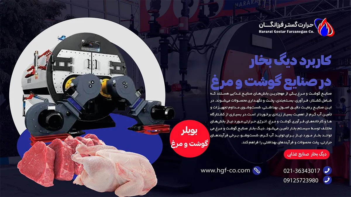 کاربرد دیگ بخار در صنایع گوشت و مرغ - بویلر حرارت گستر فرزانگان