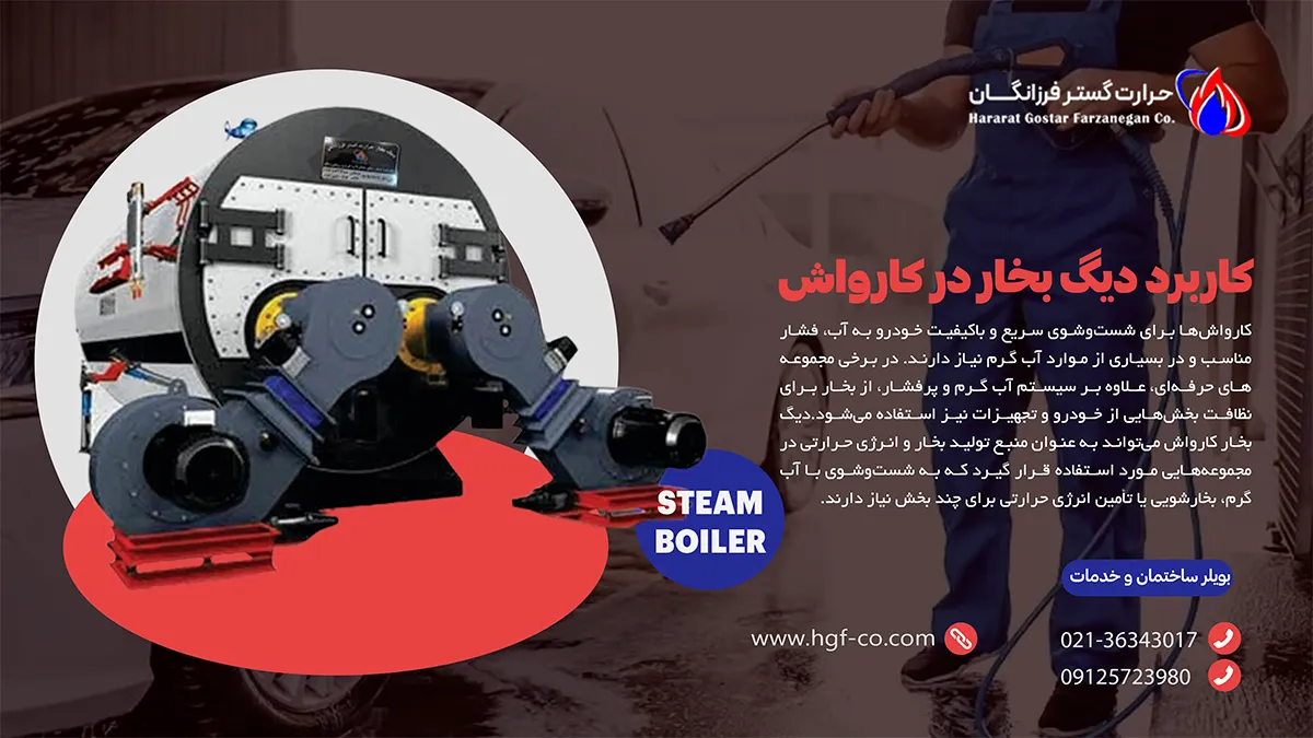 کاربرد دیگ بخار در کارواش- قیمت بویلر حرارت گستر فرزانگان